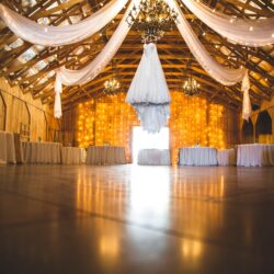 Barn wedding venue with lights